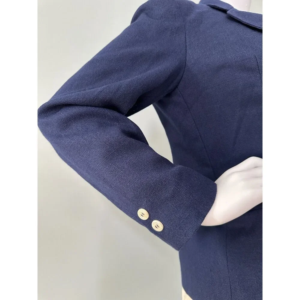 70s Vintage Cross Country Fashions Petite Navy Blue Blazer Suit Jacket size 7/8 - Picture 6 of 9